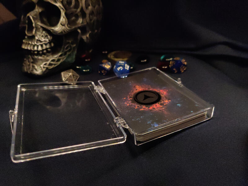 Cards come in a clear plastic box and a quick-start leaflet